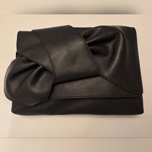 Like New ~ Just Fab Elegant Black Classic Clutch Shoulder Tote Handbag with Bow